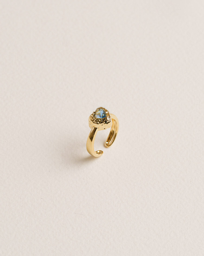 18k gold-plated ring representing a blue heart zirconia