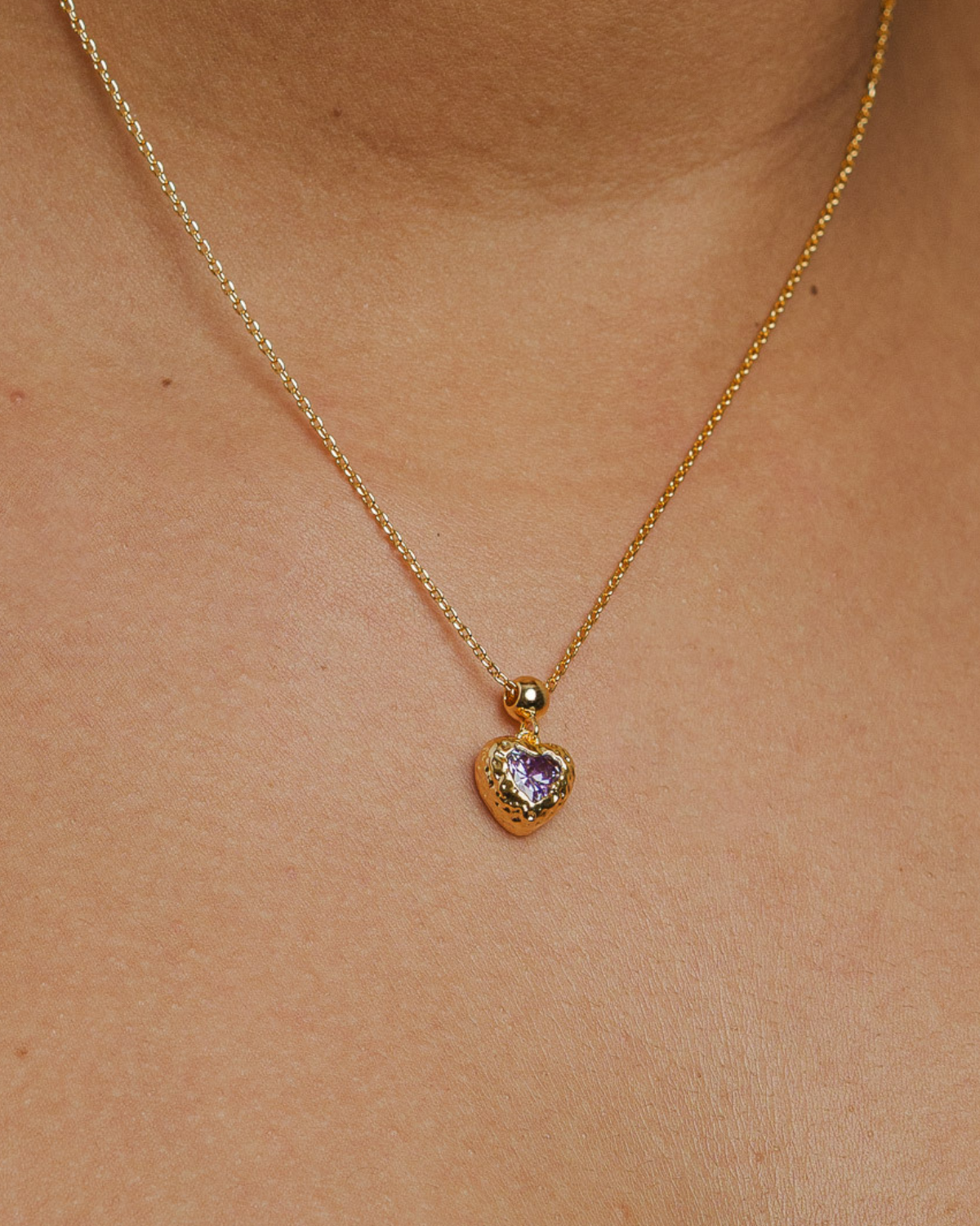 18K Gold-plated necklace with a heart-shaped pendant