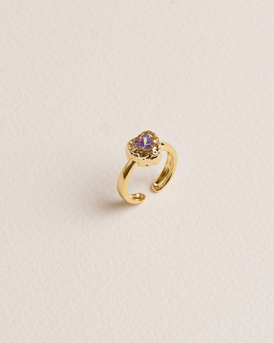 18k gold-plated ring representing a purple heart zirconia