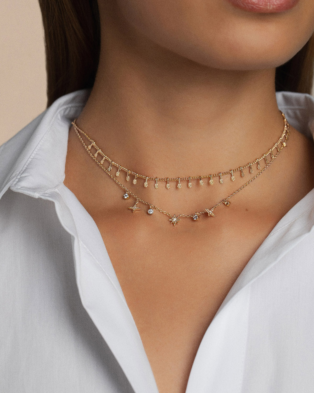 Two 18k gold-plated necklaces