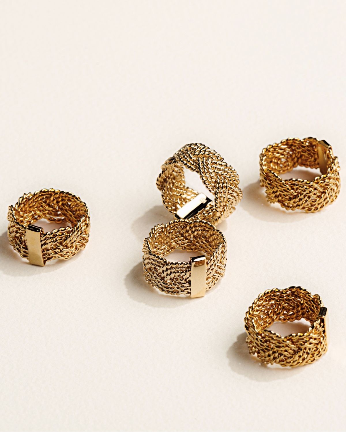18k gold-plated braided rings design by Korè Paris