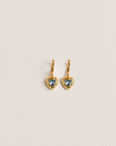 Heart-shaped earrings with blue gemstones