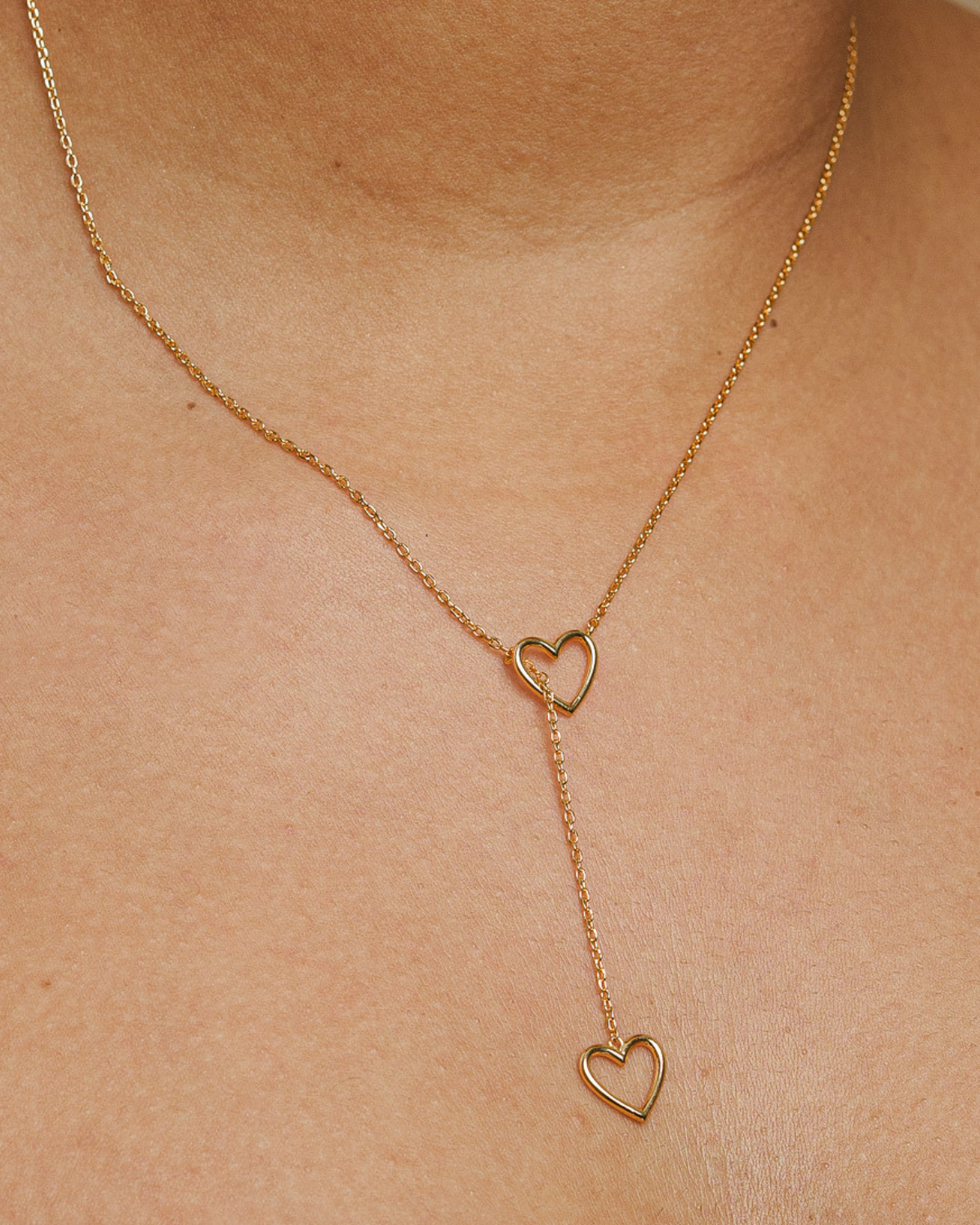 18k gold-plated double heart-shaped necklace